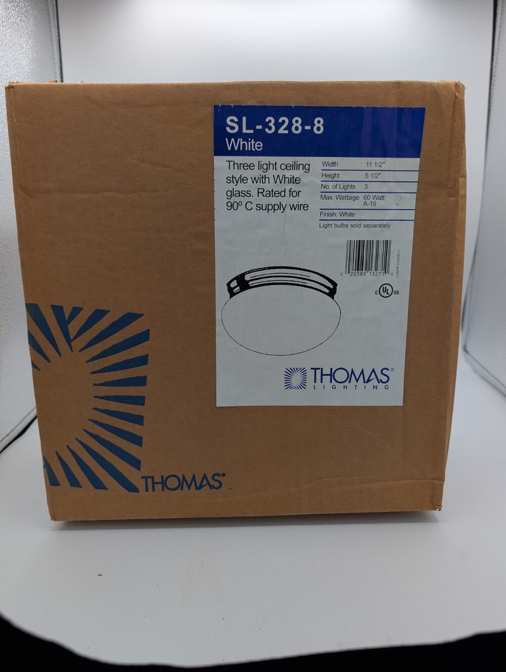 Thomas Lighting SL-328-8 11.5" 3 Light 12 inch White Mount Ceiling Light